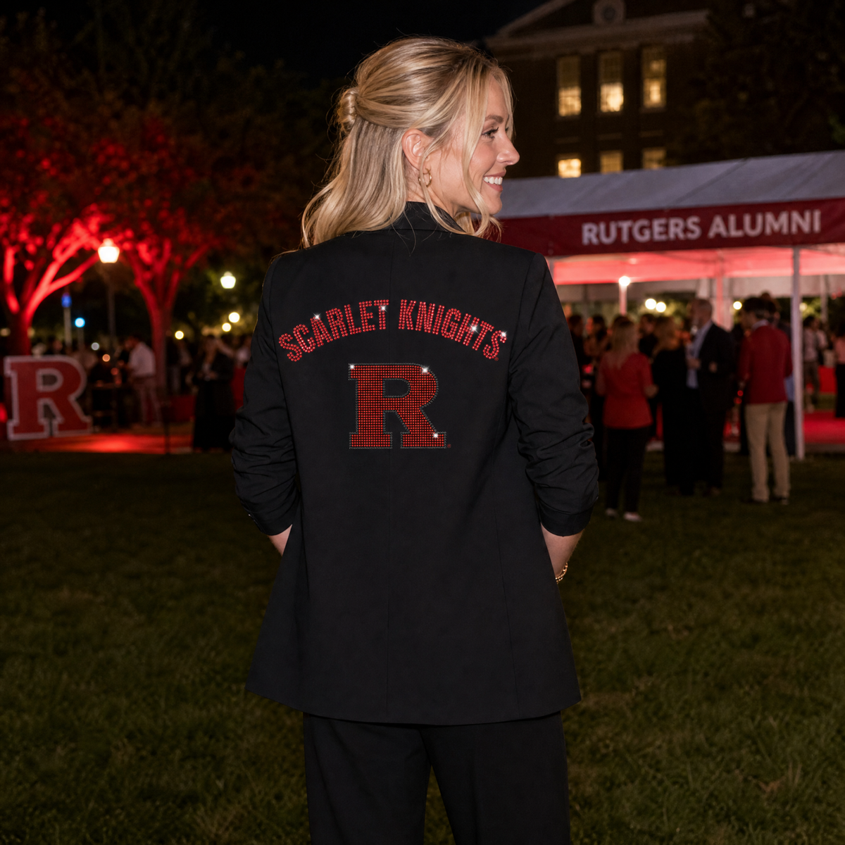 Rutgers University Scarlet Knights Block R Black Ruched Blazer