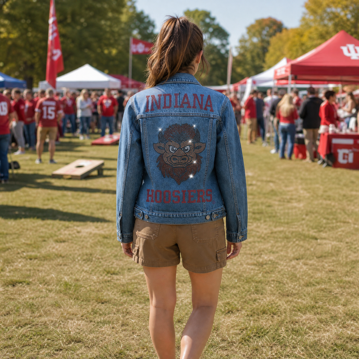 Indiana University Hoosiers Vintage Bison Head Blue Denim Jacket