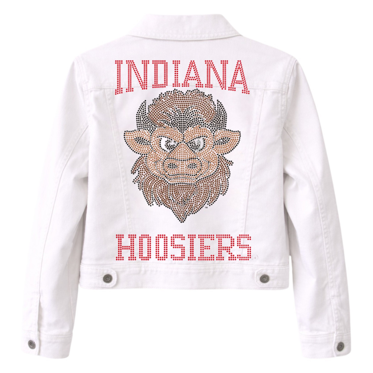 Indiana University Hoosiers Vintage Bison Head White Denim Jacket