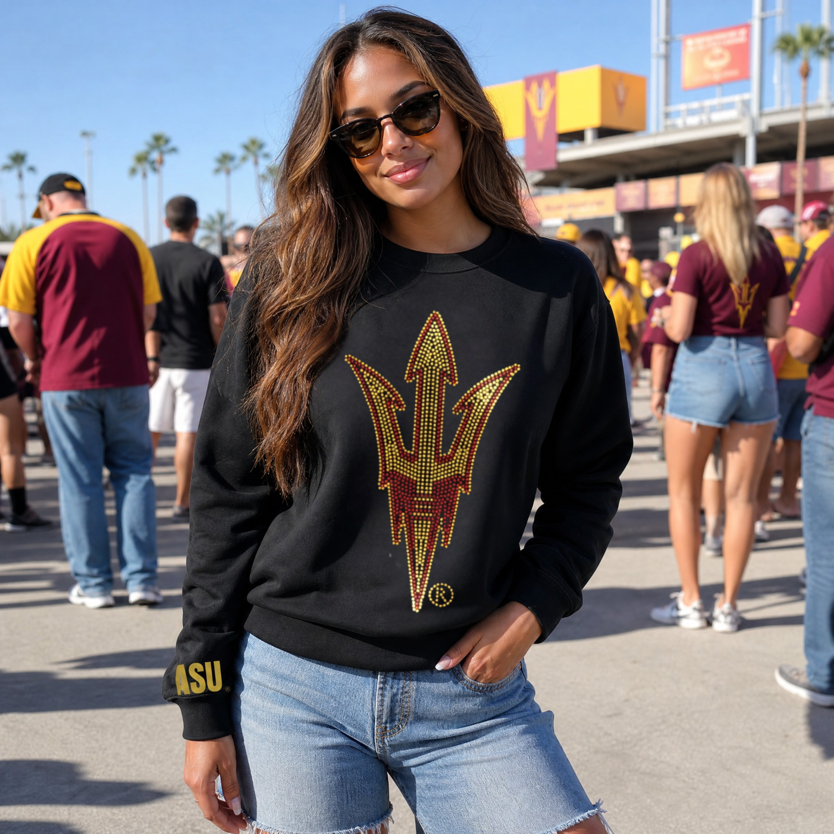 Arizona State Arizona Pitchfork Black Crewneck Sweatshirt