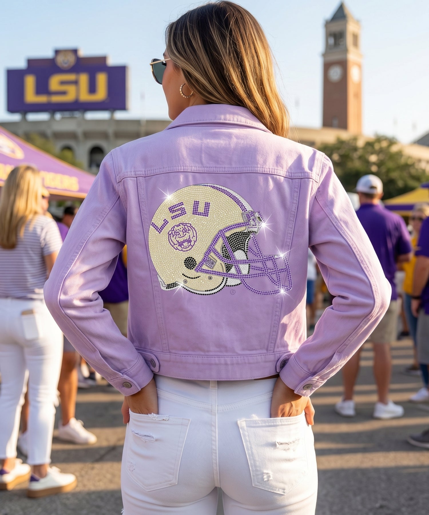 LSU Helmet Purple Denim Jacket