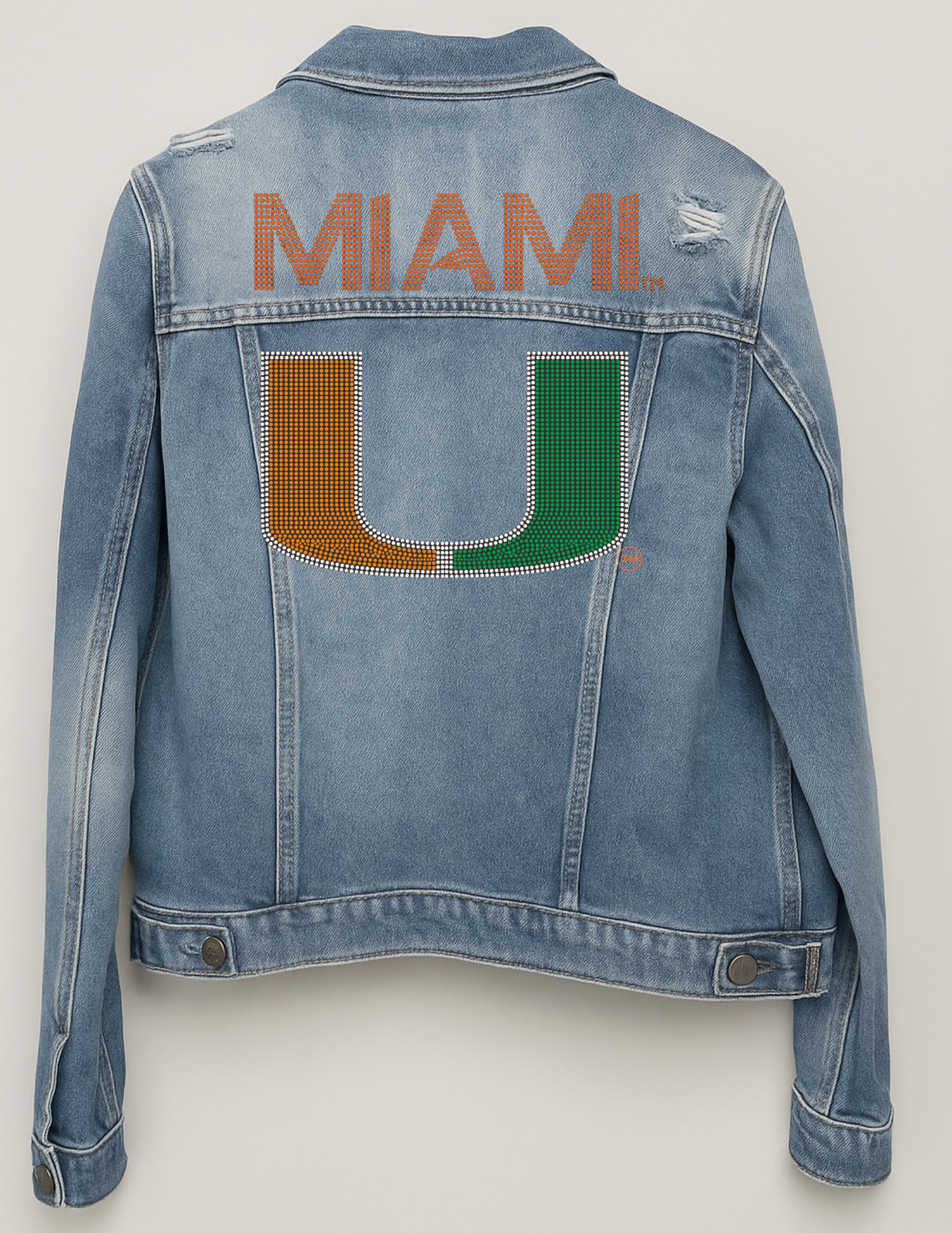 Game Day Denim Jacket, Medium Wash, University Of Miami Miami Script U