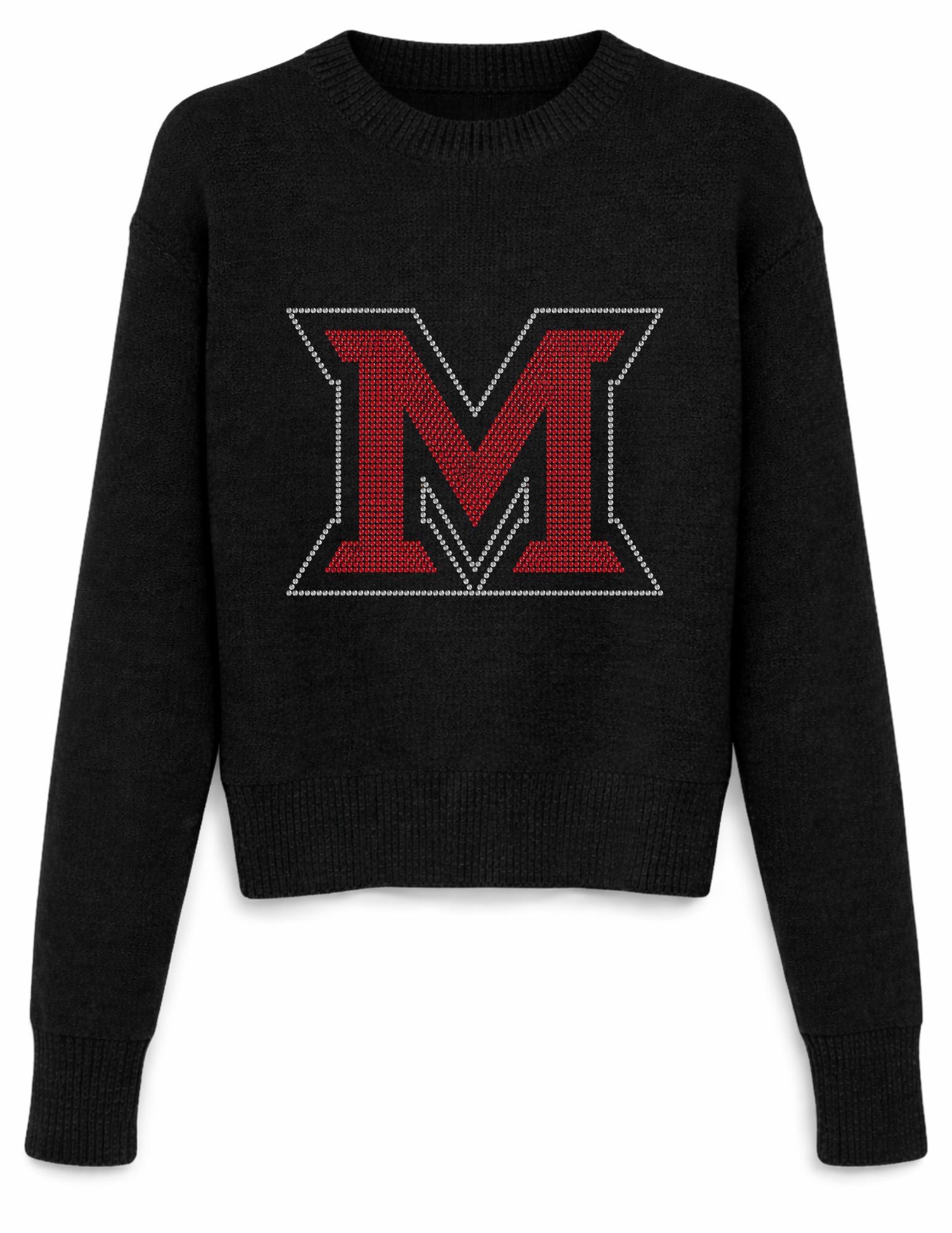 Miami of Ohio Beveled-M Black Long Sleeve Sweater