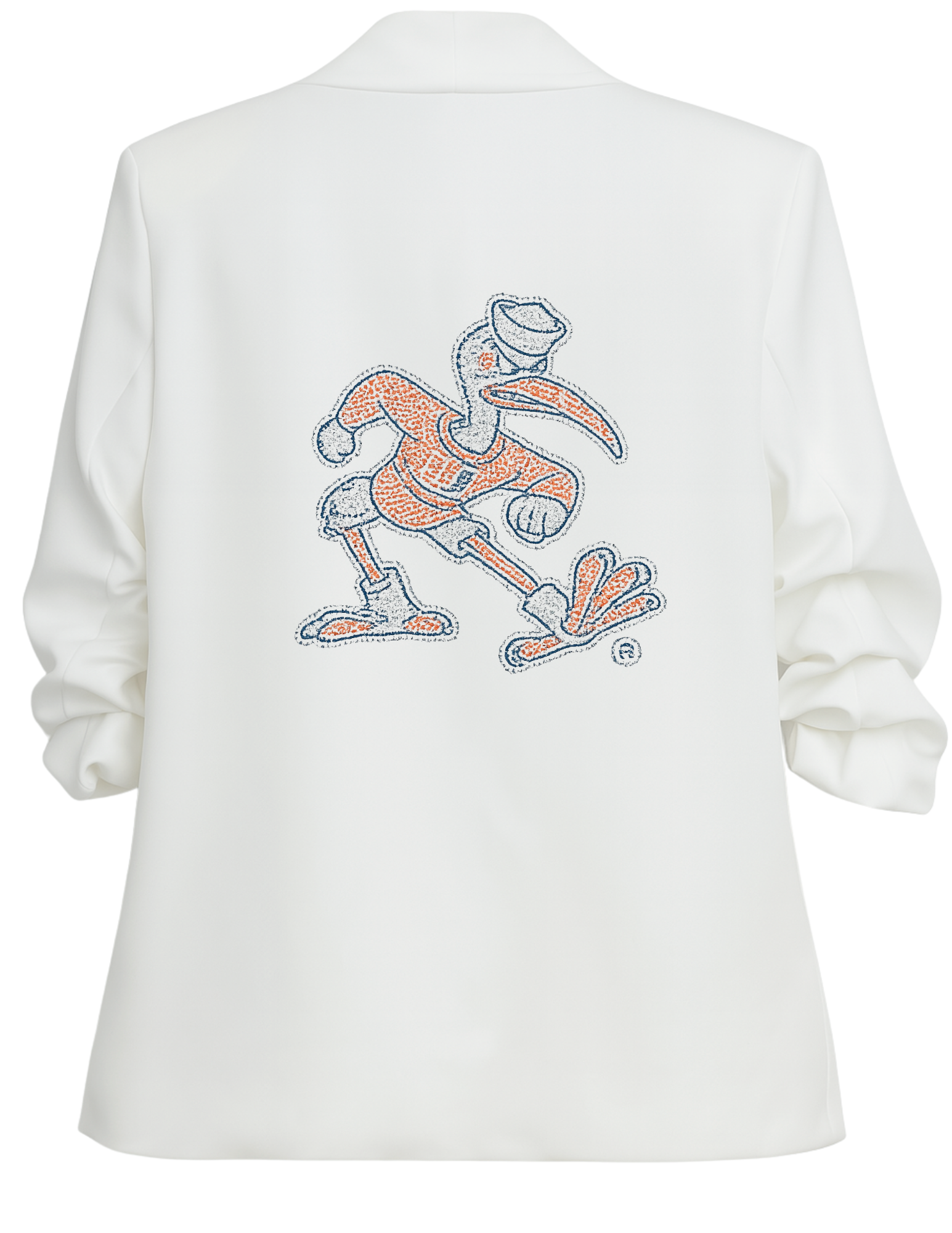 University Of Miami Sebastian White Ruched Sleeve Blazer