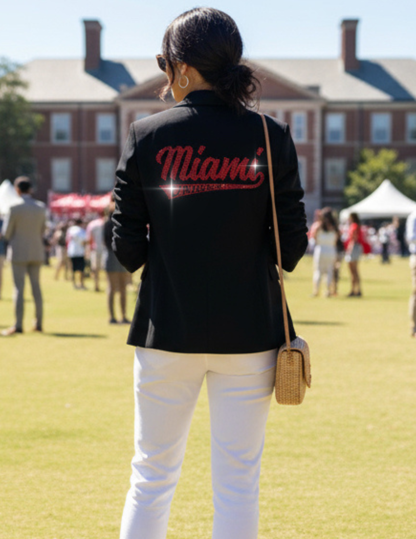 Game Day Blazer, Black Ruched, Miami of Ohio Script