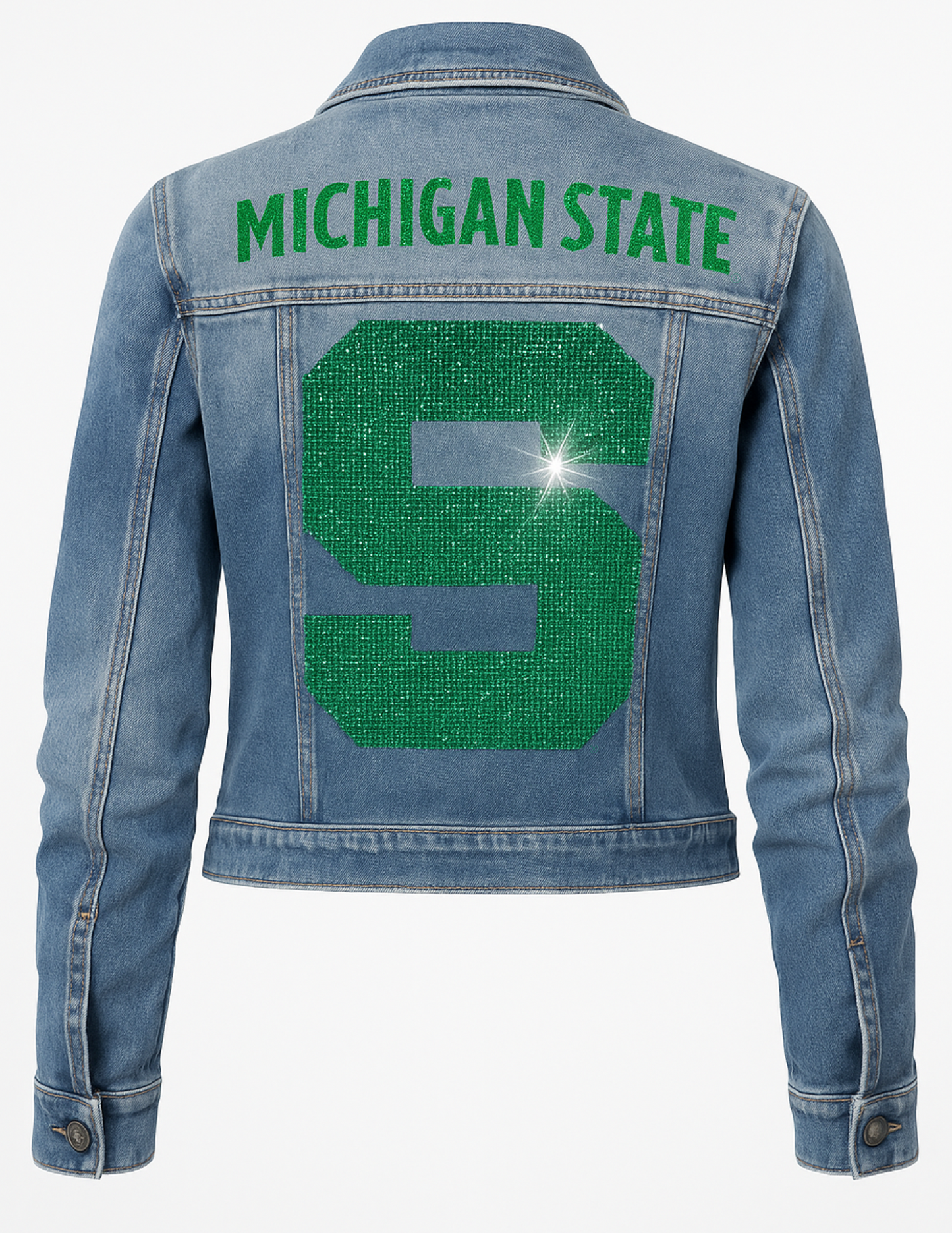Game Day Jacket, Blue Denim, Michigan State Block S