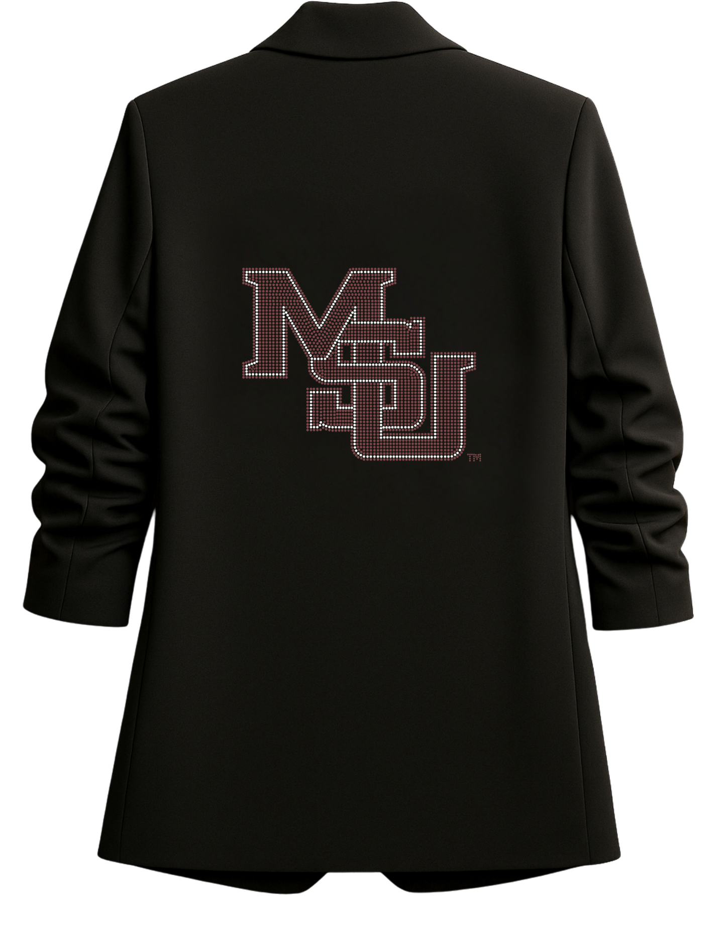 Licensed Game Day Blazer, Black Ruched, Mississippi State MSU Stacked