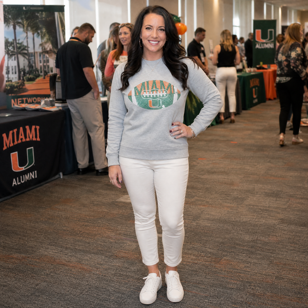 University of Miami Football Gray Crewneck Sweatshirt