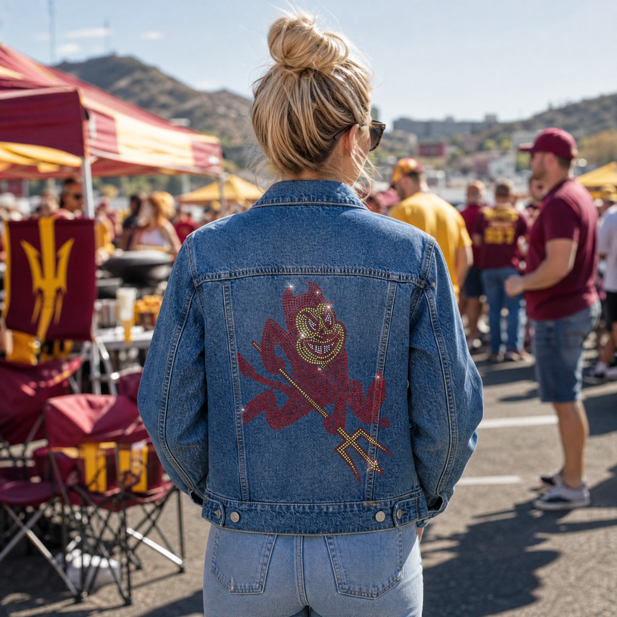Arizona State Sparky The Sun Devils Blue Denim Jacket