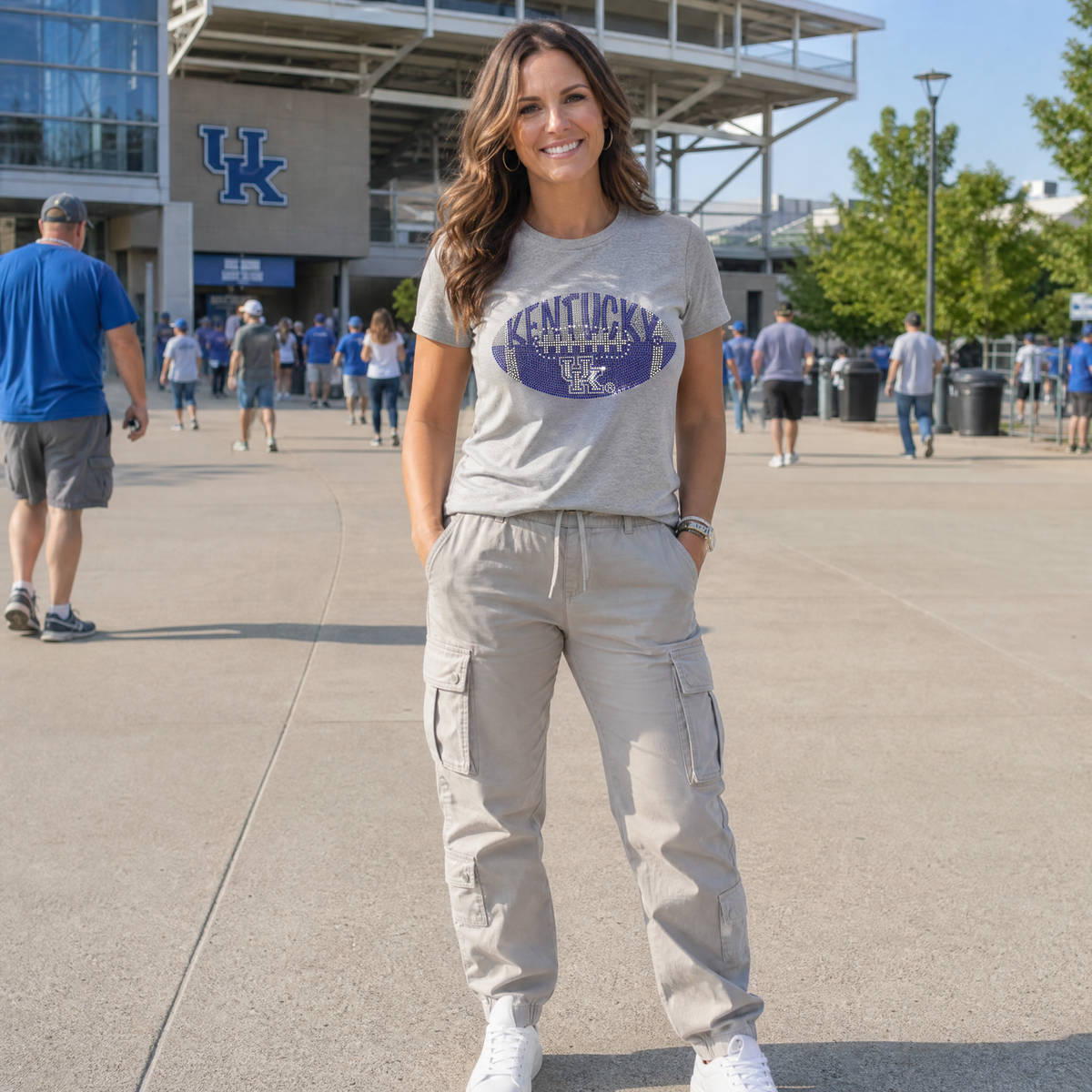 University of Kentucky Football Gray Crewneck T-Shirt by Moving Forward Designs