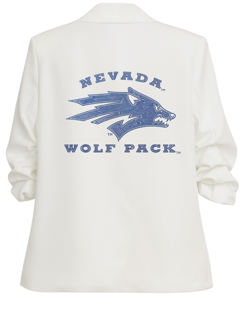 University of Nevada Wolf Pack Wolf Head White Ruched Sleeve Blazer