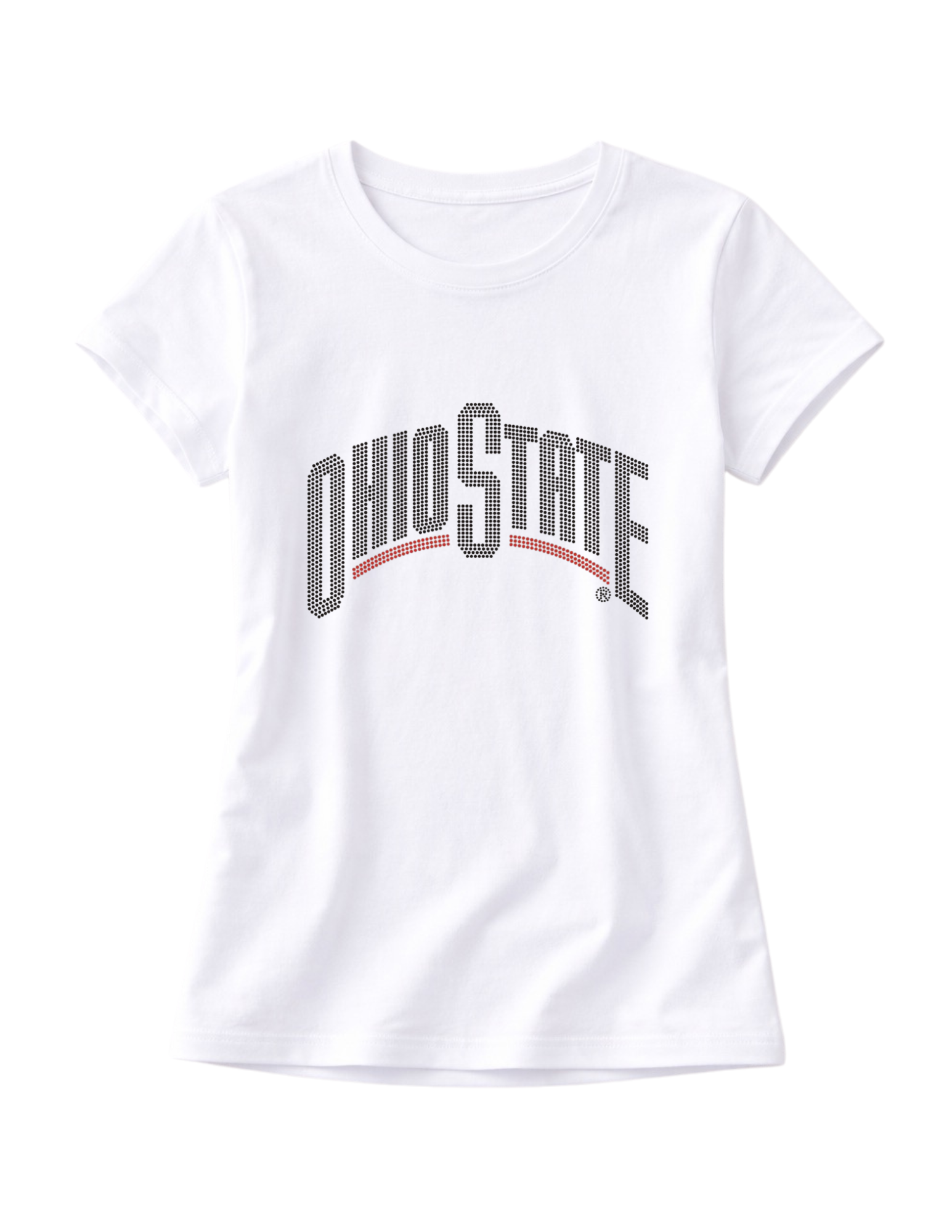 Ohio State Black Curve White Crewneck Short Sleeve T-Shirt
