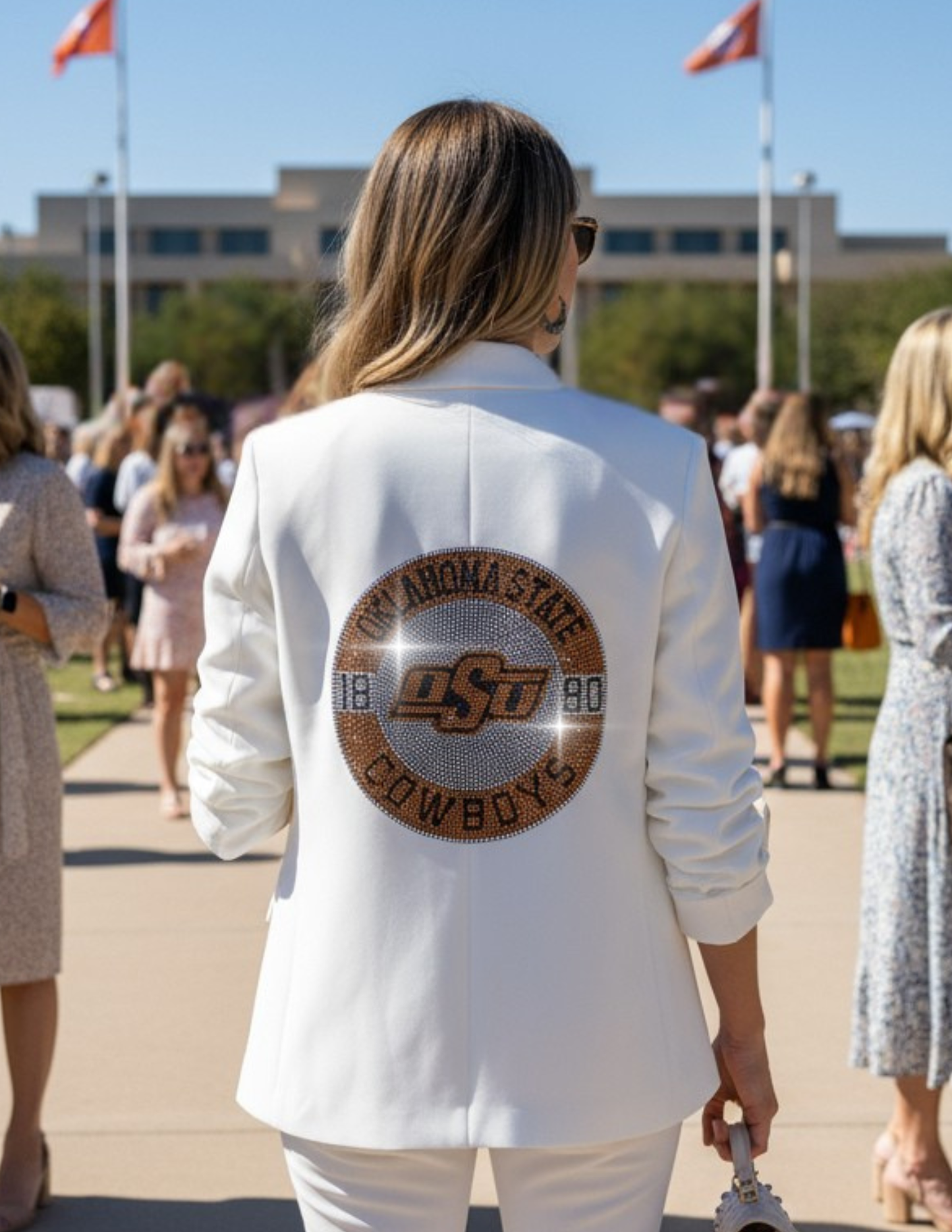 Oklahoma State EST. 1890 White Ruched Blazer