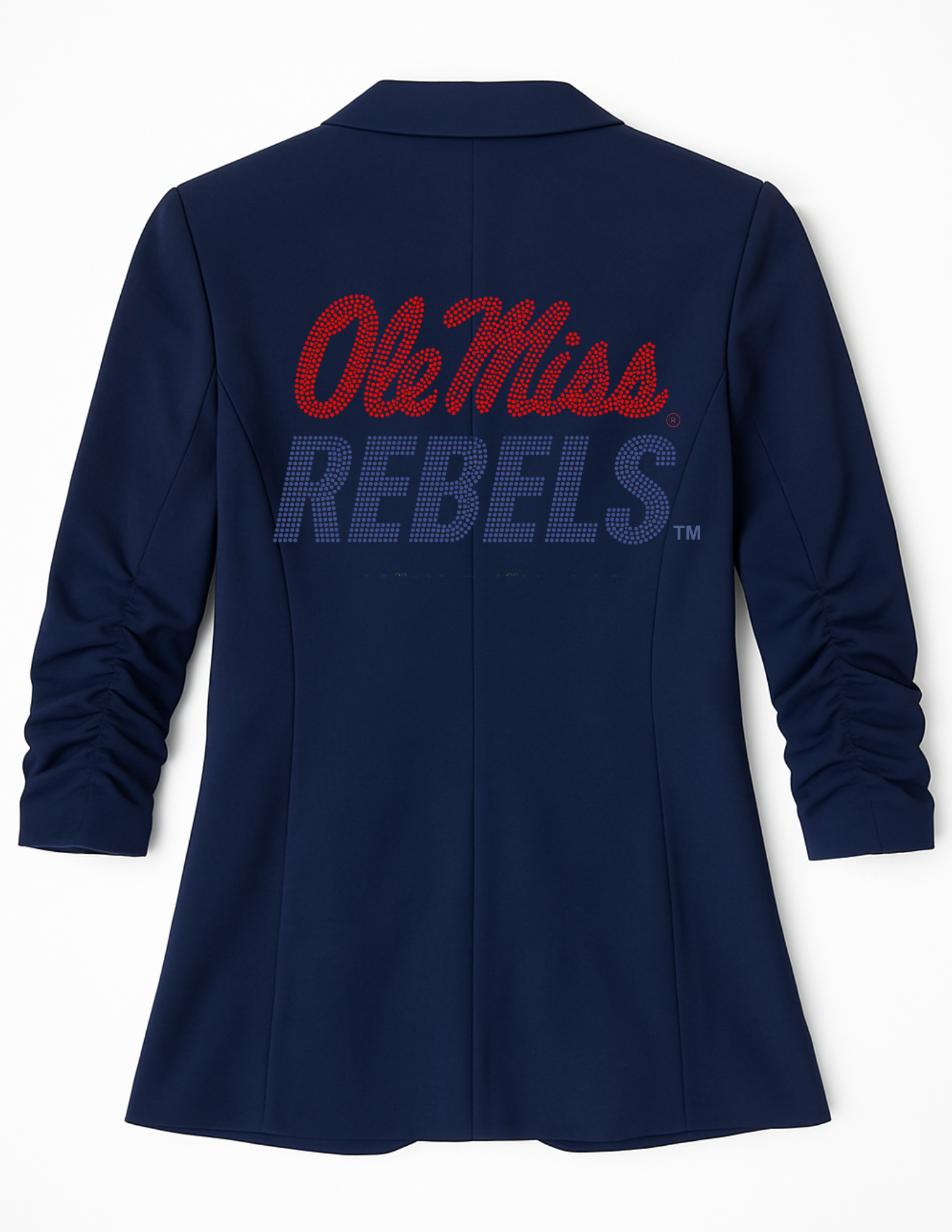 University of Mississippi Rebels Navy Blue Ruched Sleeve Blazer