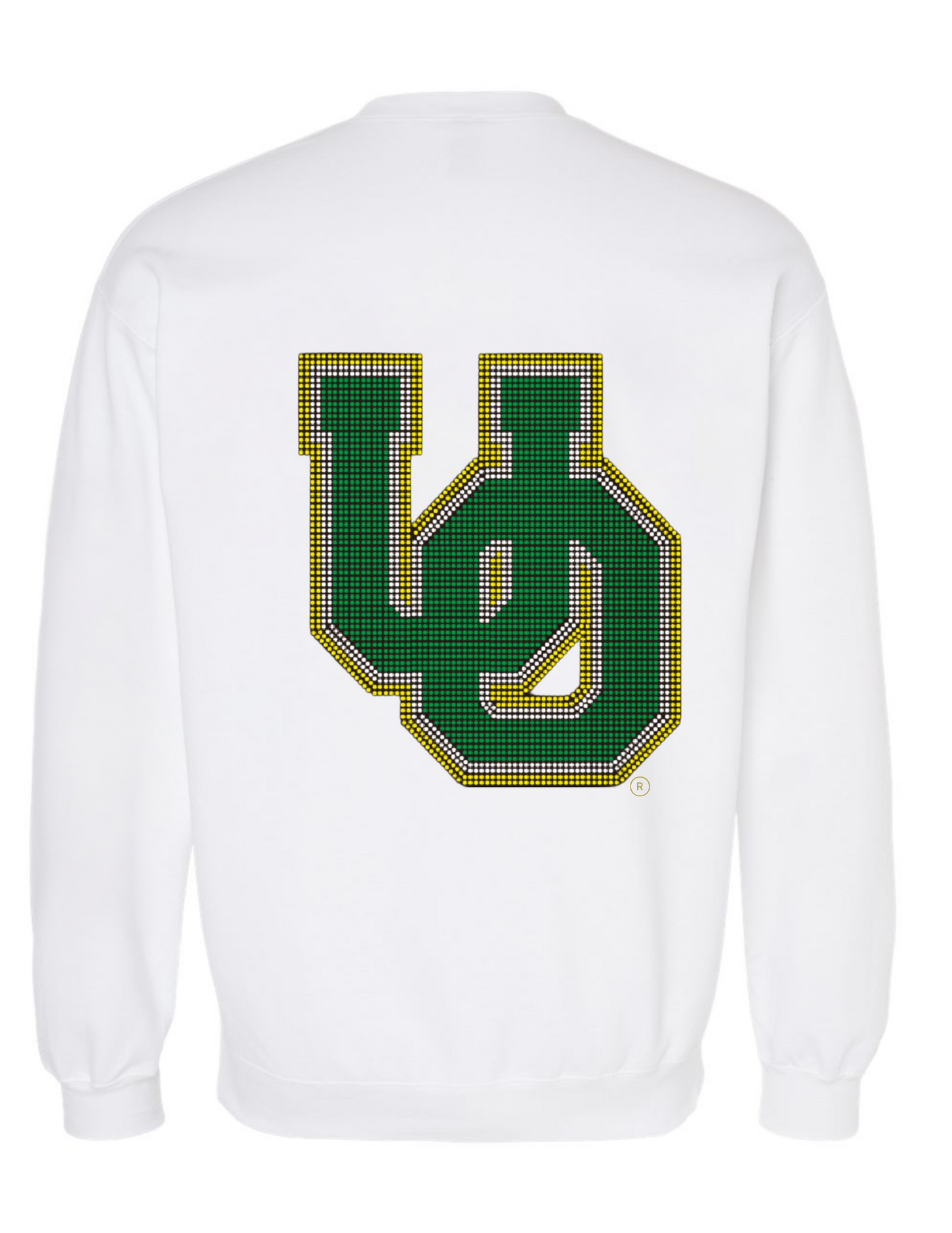 Game Day Sweatshirt, Crewneck White, University Of Oregon Large Interlocking UO