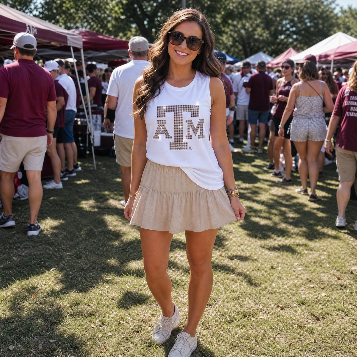 Texas A&M Logo White Tank Top