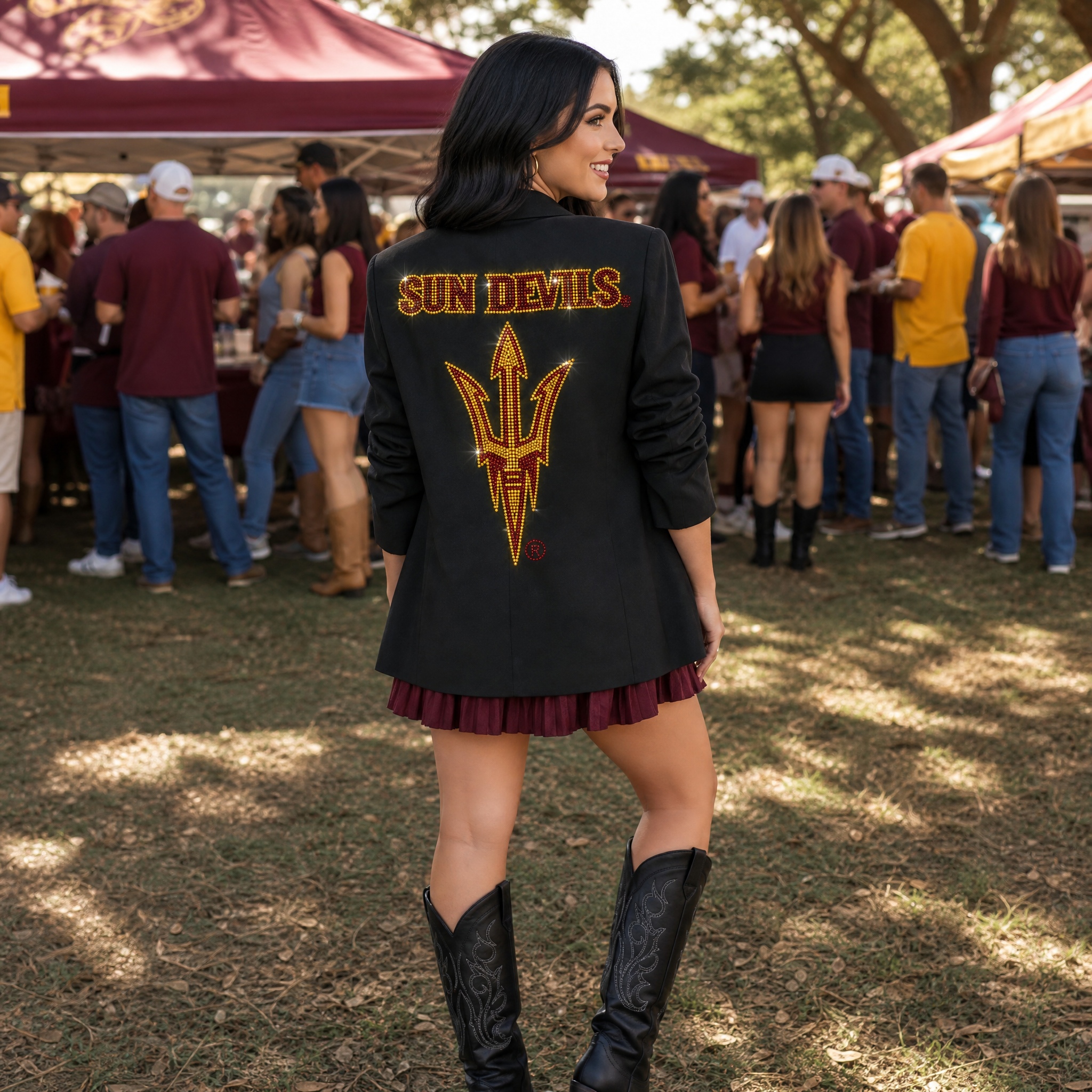 Arizona State Sun Devils Fork Black Ruched Blazer