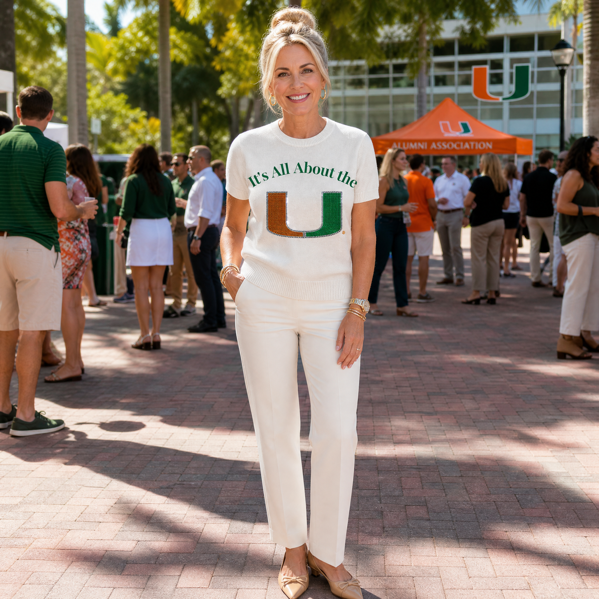 University Of Miami All About The U White Short Sleeve Sweater