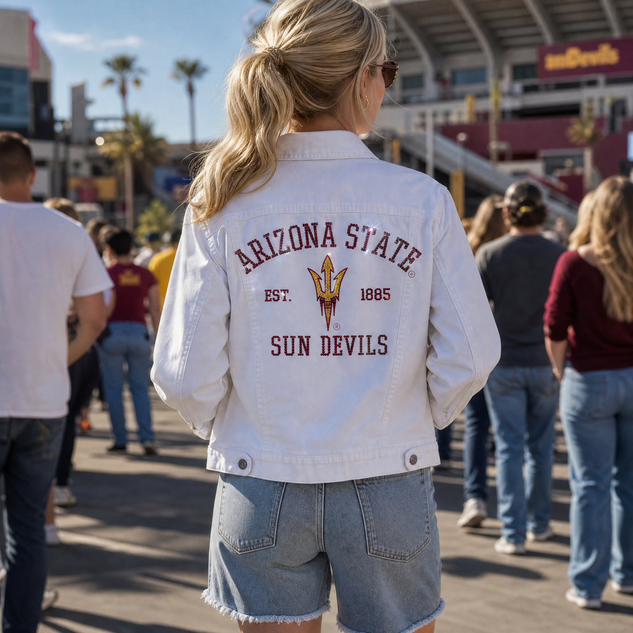 Arizona State Est. 1885 Sun Devils White Denim Jacket