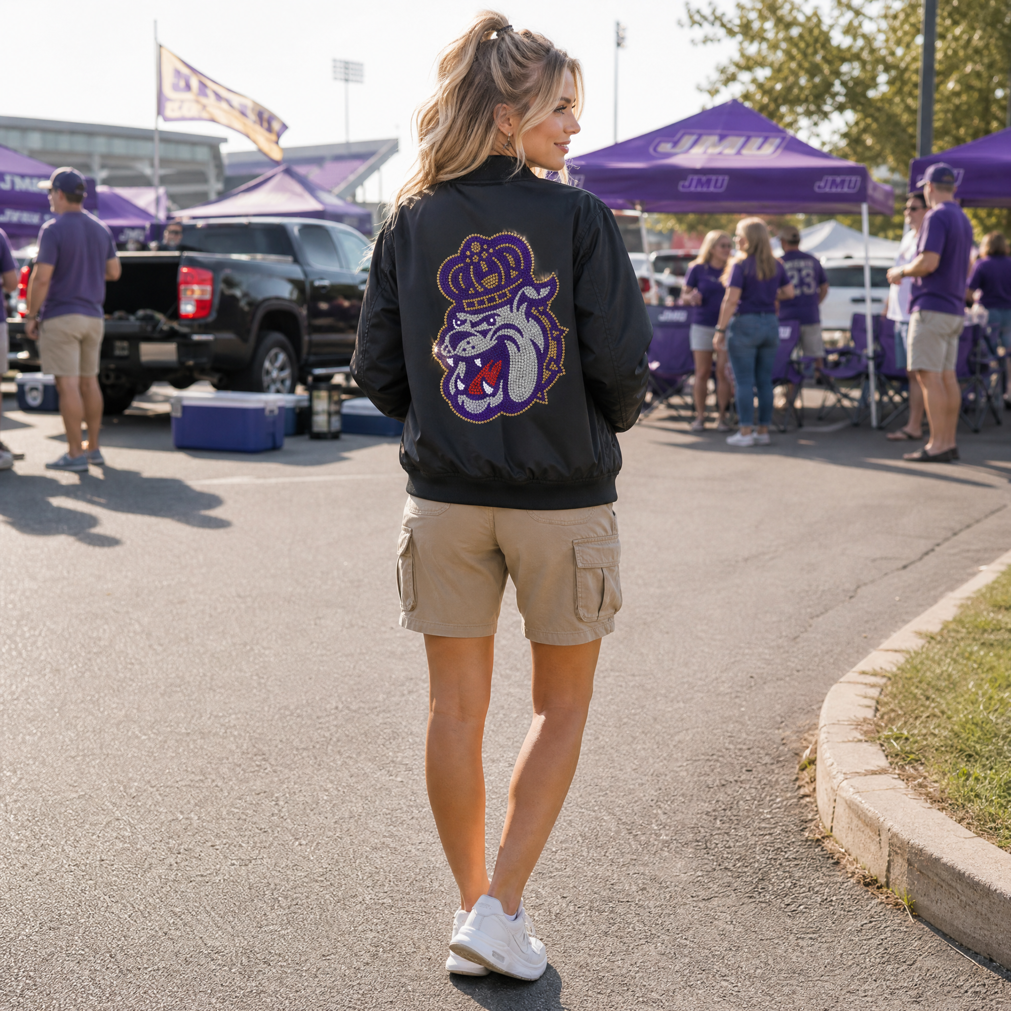 James Madison Bulldog Black Bomber Jacket