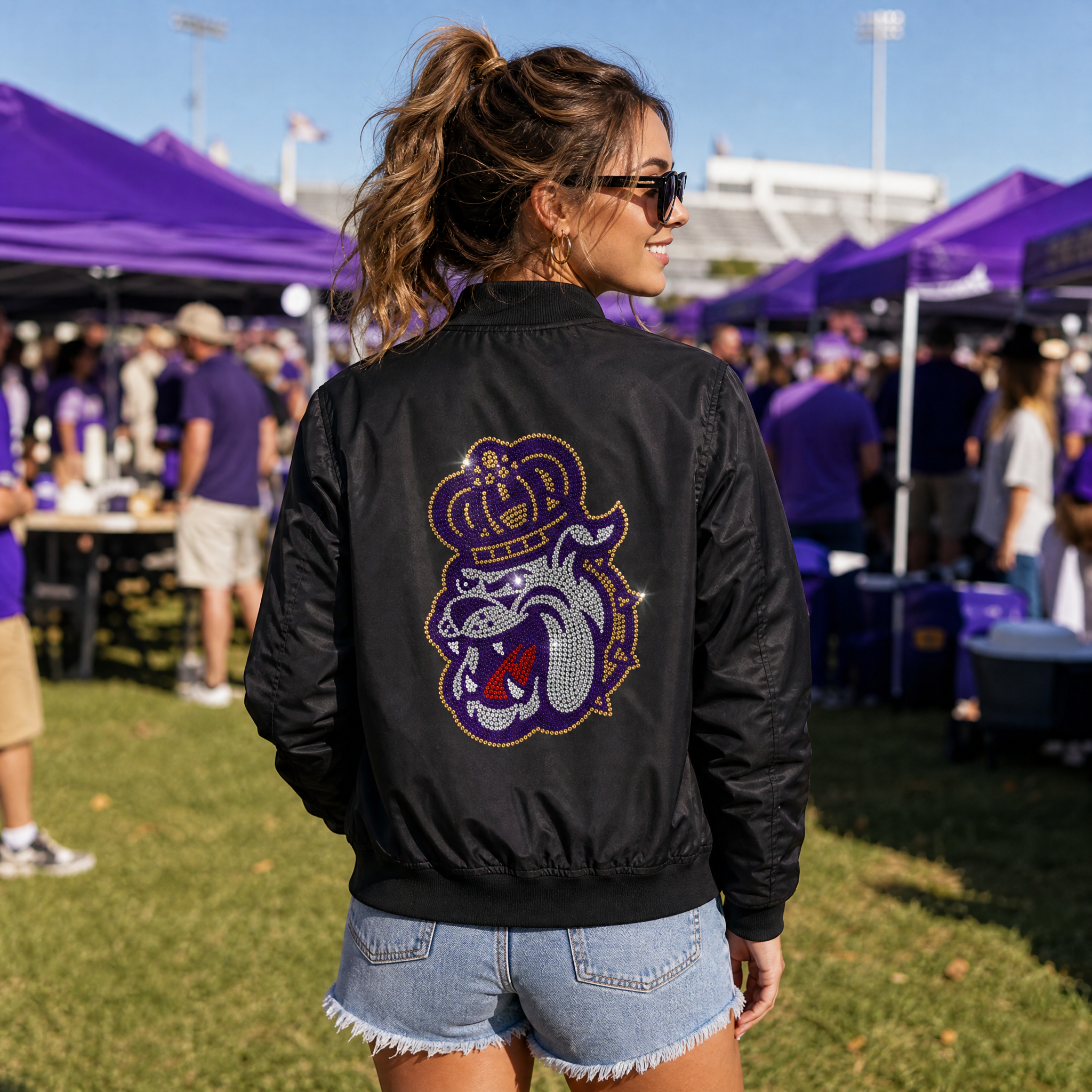 James Madison Bulldog Black Bomber Jacket