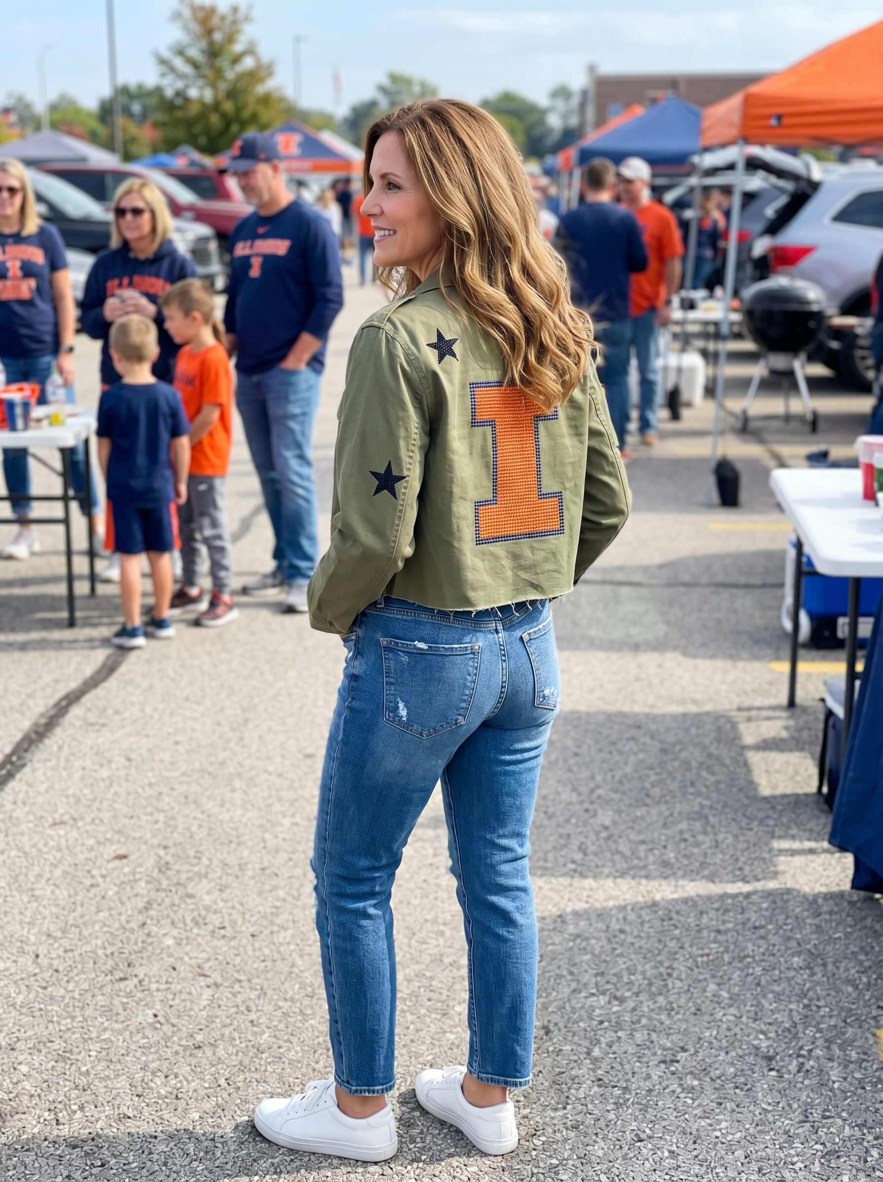 University of Illinois Block I Army Green Shacket