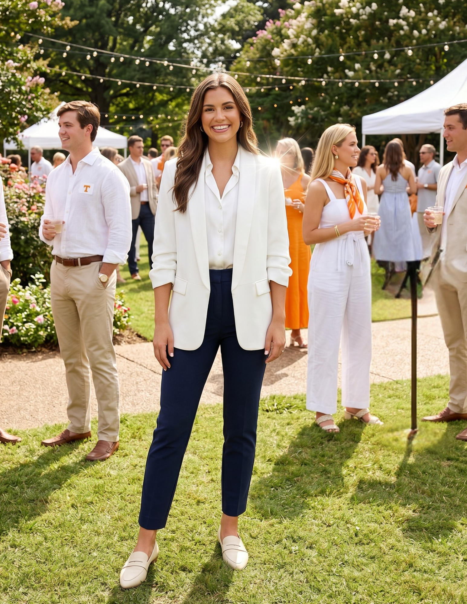 Tennessee Go Vols White Ruched Sleeve Blazer
