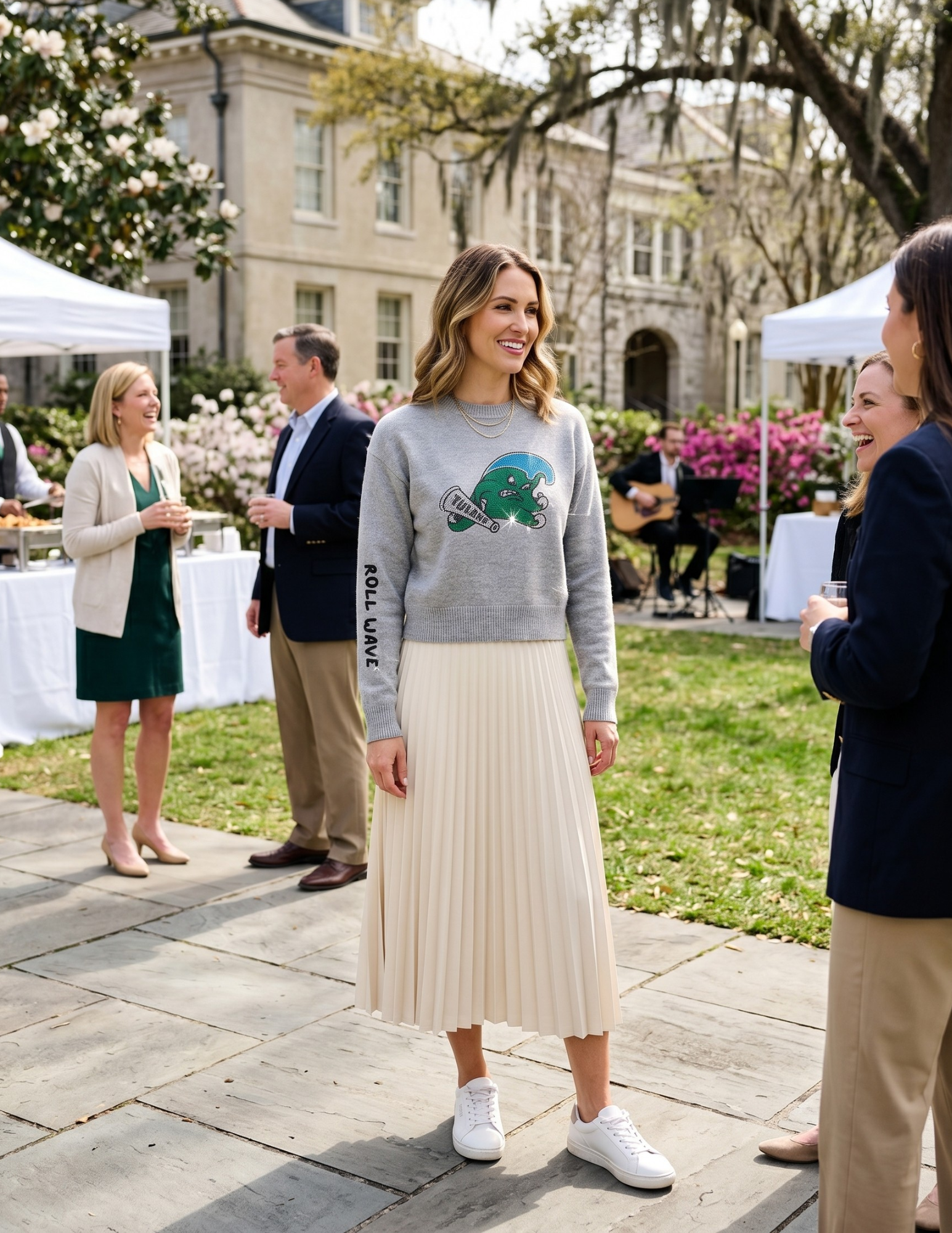 Tulane Rollwave Gray Crewneck Sweater