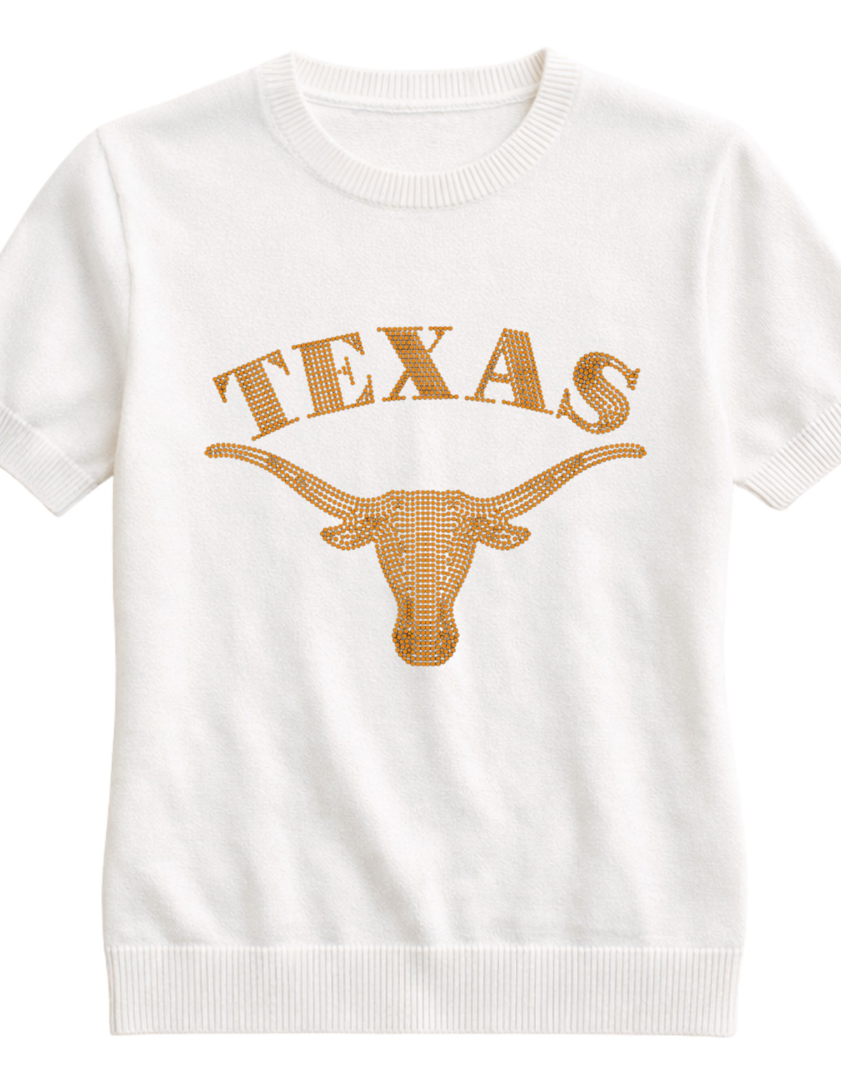 University of Texas-Austin Longhorn Head Ivory Short Sleeve Sweater