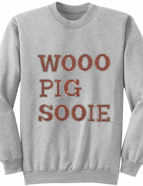University of Arkansas Wooo Pig Sooie Gray Crewneck Sweatshirt