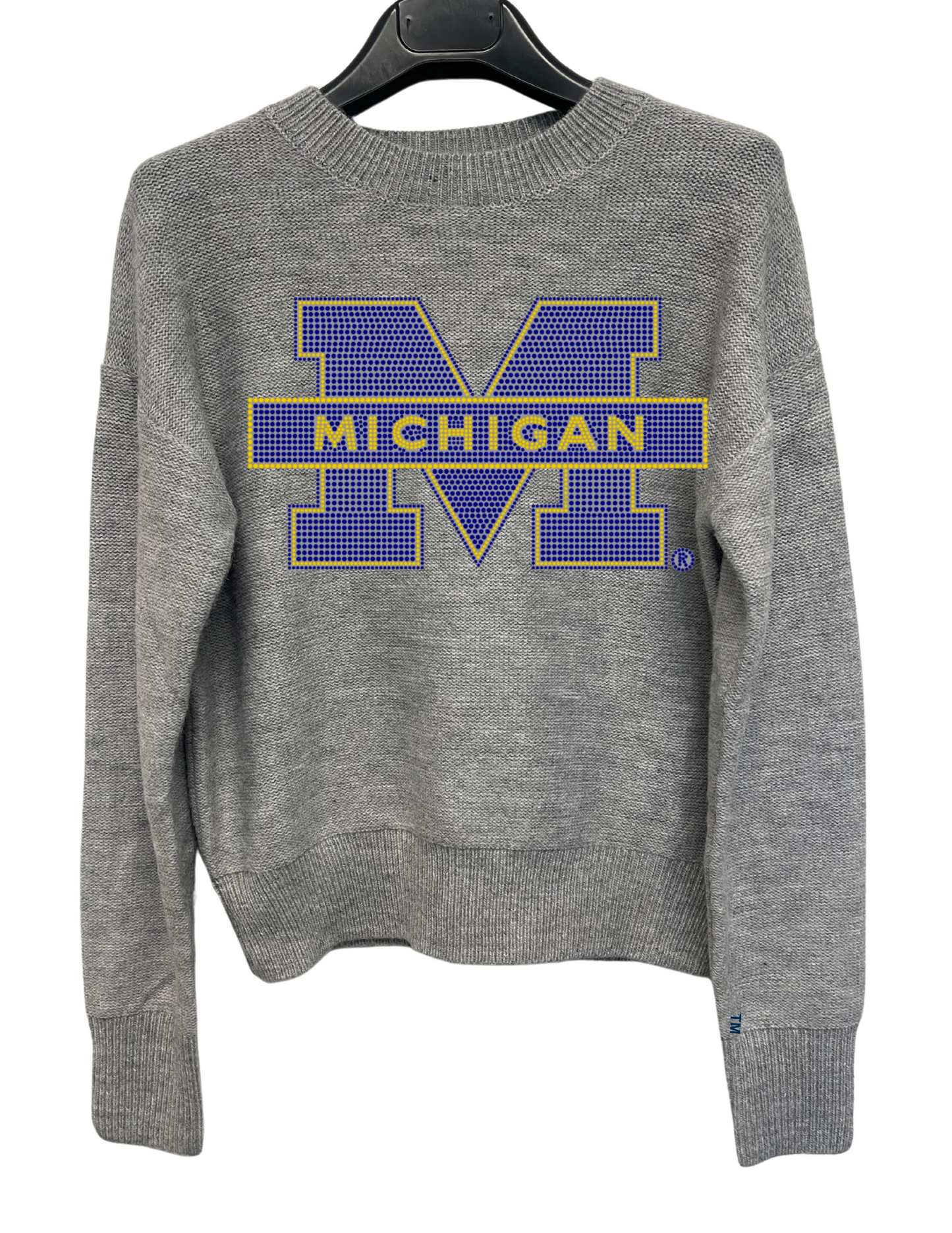 University of Michigan Block M Gray Crewneck Sweater