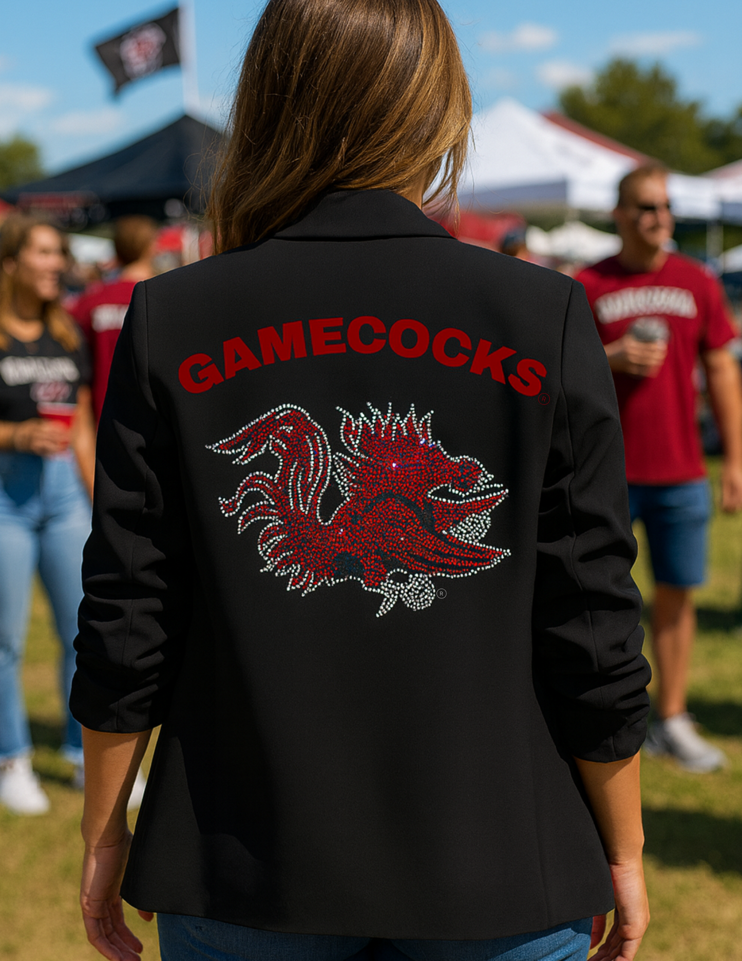 Game Day Blazer, Black Ruched, University of South Carolina, Gamecock