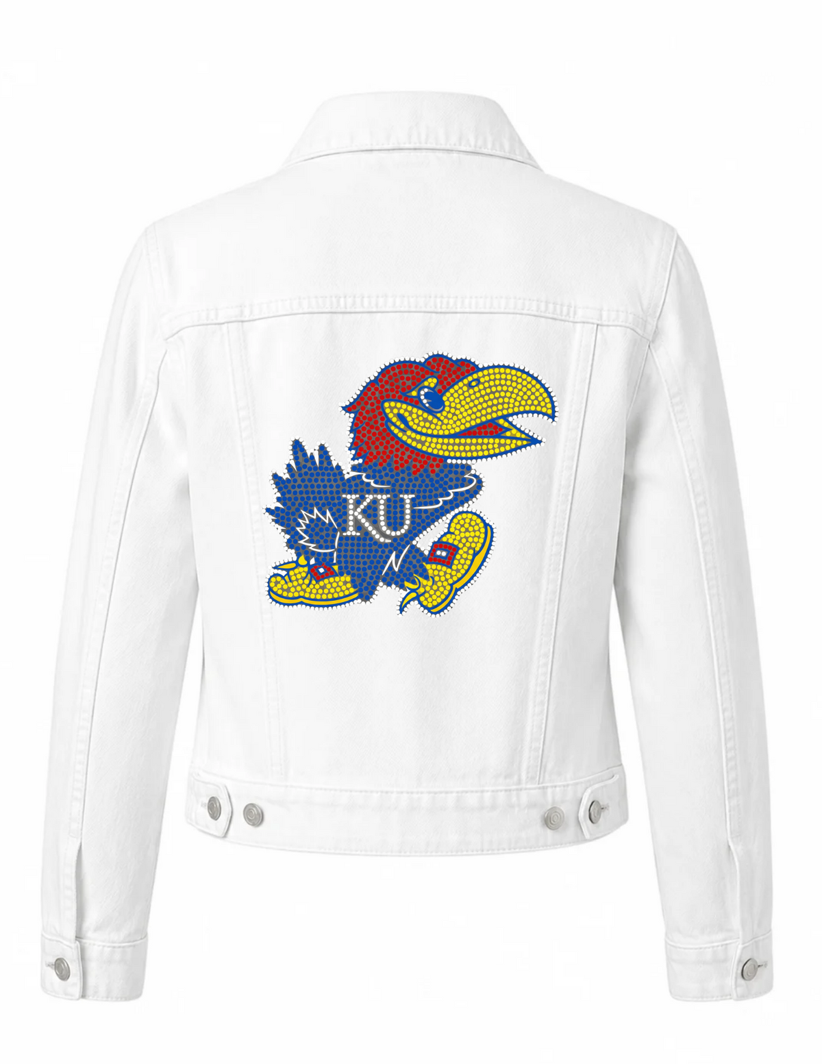 University of Kansas Jayhawk White Denim Jacket