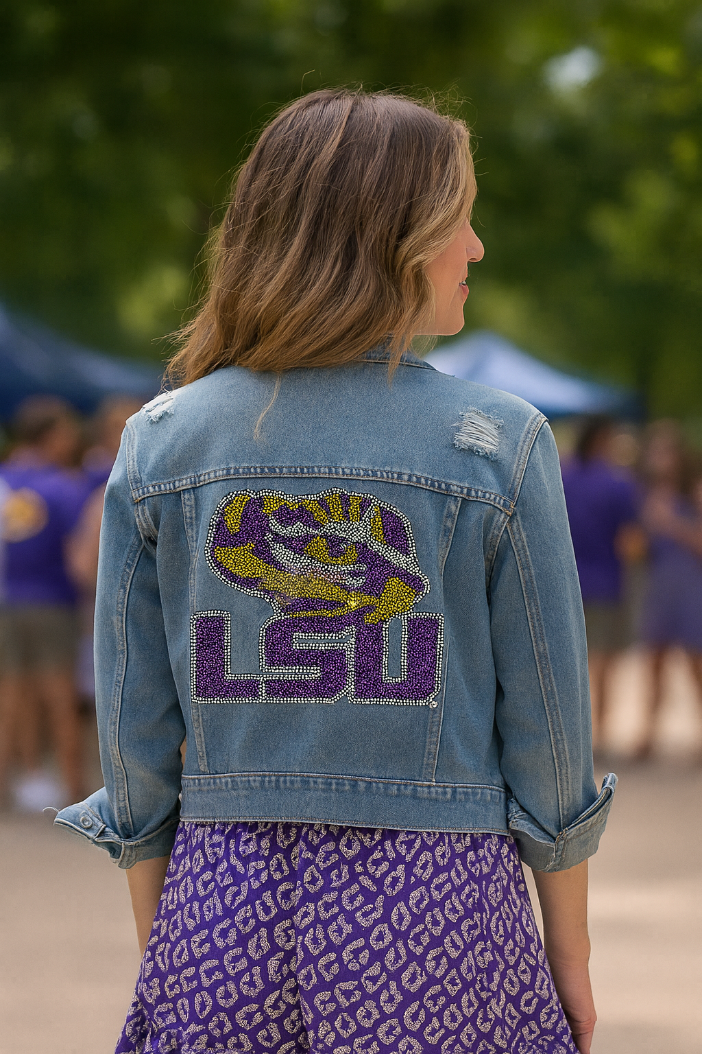 Game Day Jacket, Blue Denim, LSU w/ Tiger Eye