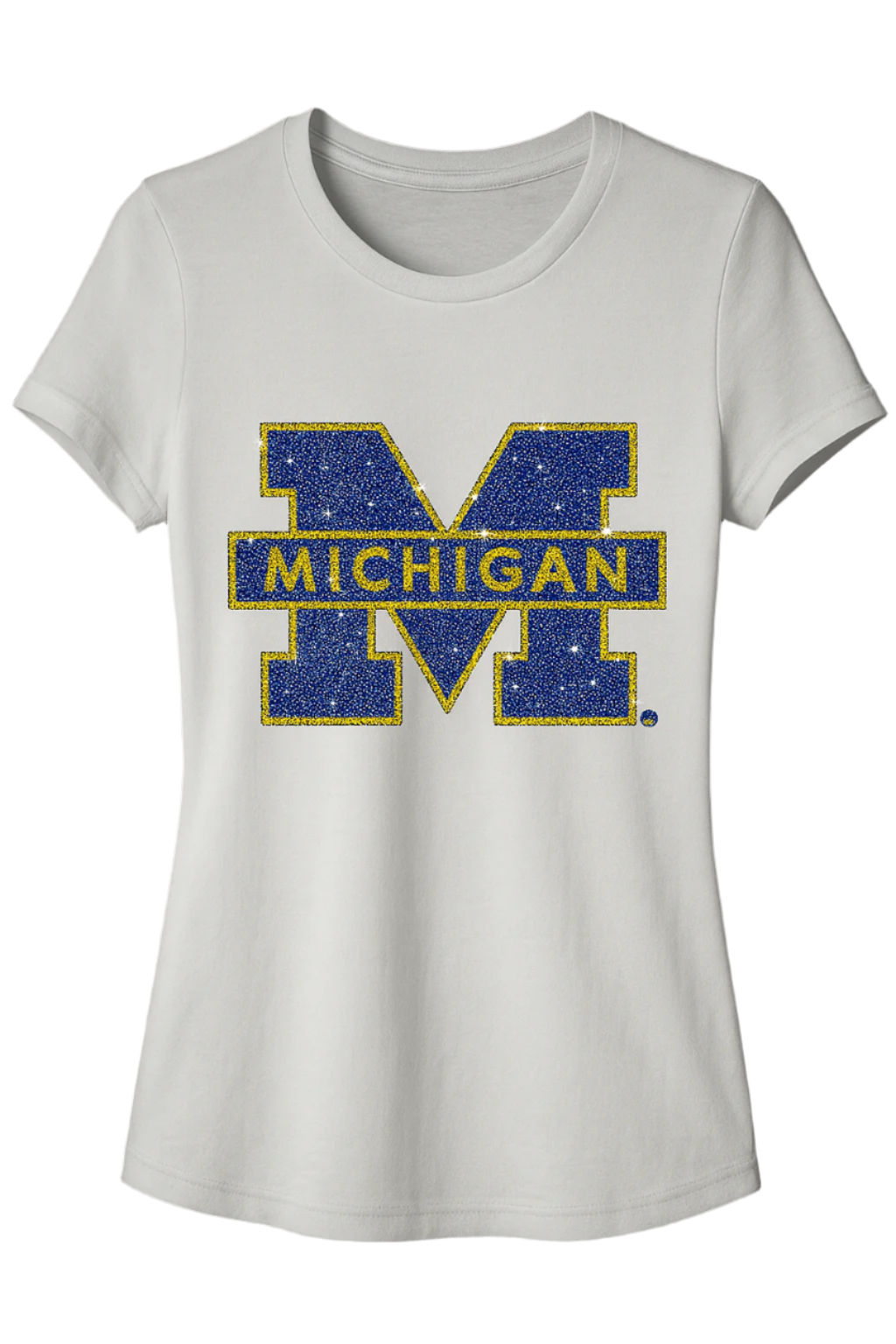 University of Michigan Block M White Crewneck Short Sleeve T-Shirt