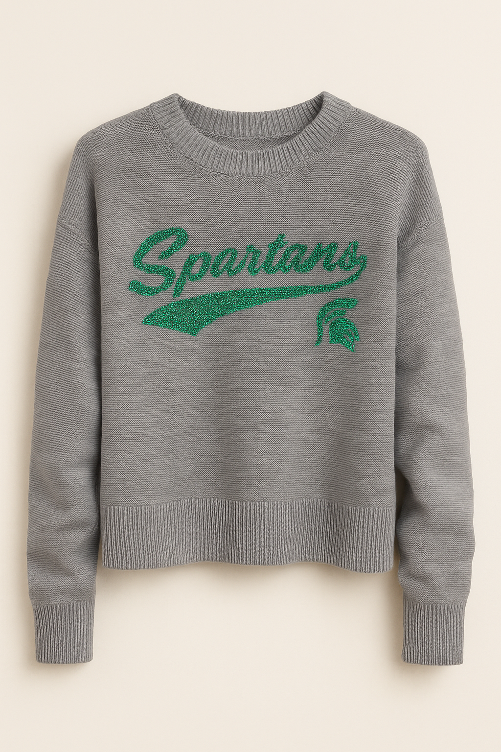 Michigan State Script Gray Crewneck Sweater