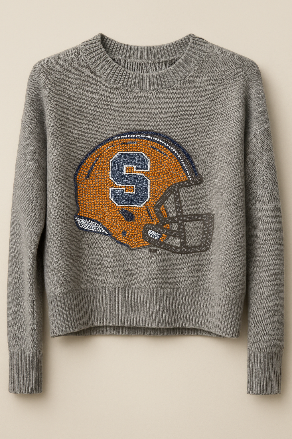 Syracuse Gray Crewneck Helmet Sweater