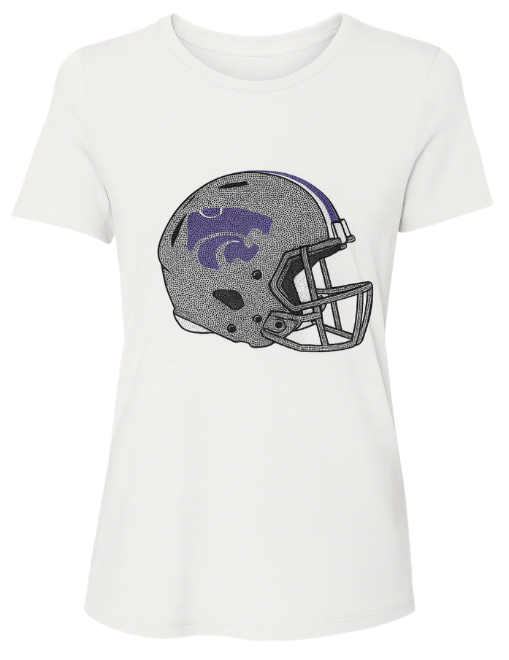 Kansas State Wildcats Helmet White Crewneck Short Sleeve T-Shirt