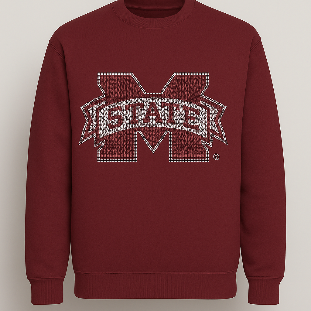 Game Day Sweatshirt, Crewneck Maroon, Mississippi State M State