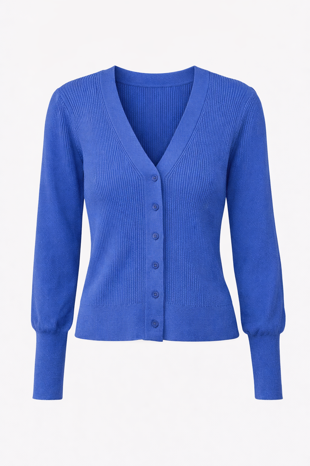 Peace Sign Blue Puff Sleeve Cardigan Sweater