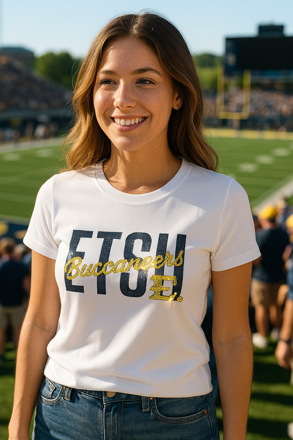 East Tennessee State ETSU Buccaneers White Crewneck T-Shirt