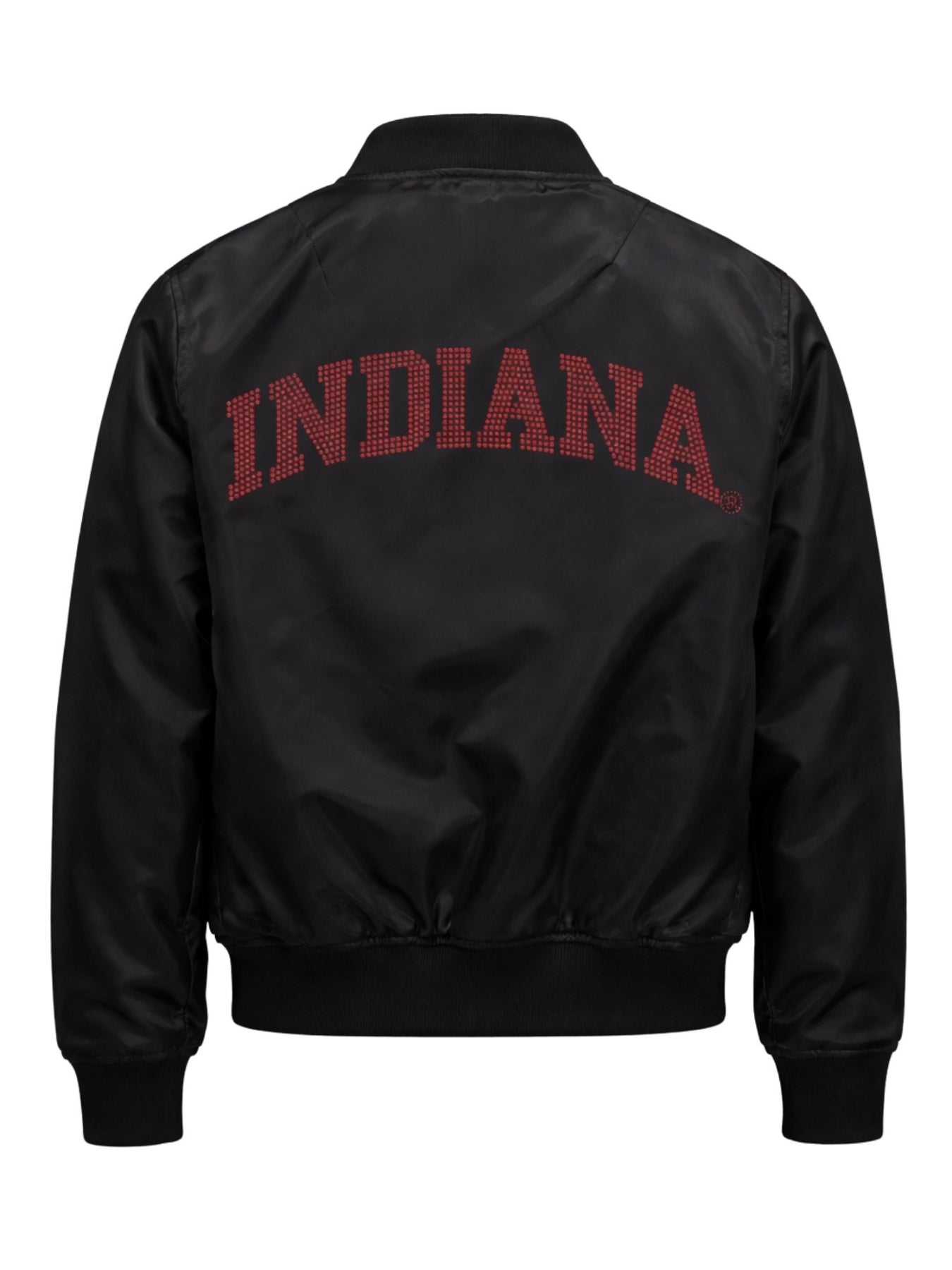 Indiana University Curved Indiana & Hoosiers Black Bomber Jacket