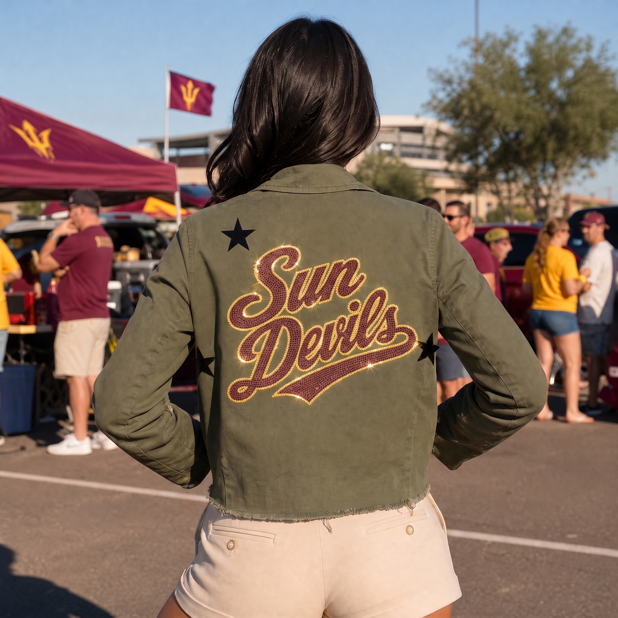 Arizona State Sun Devils Script Army Green Shacket