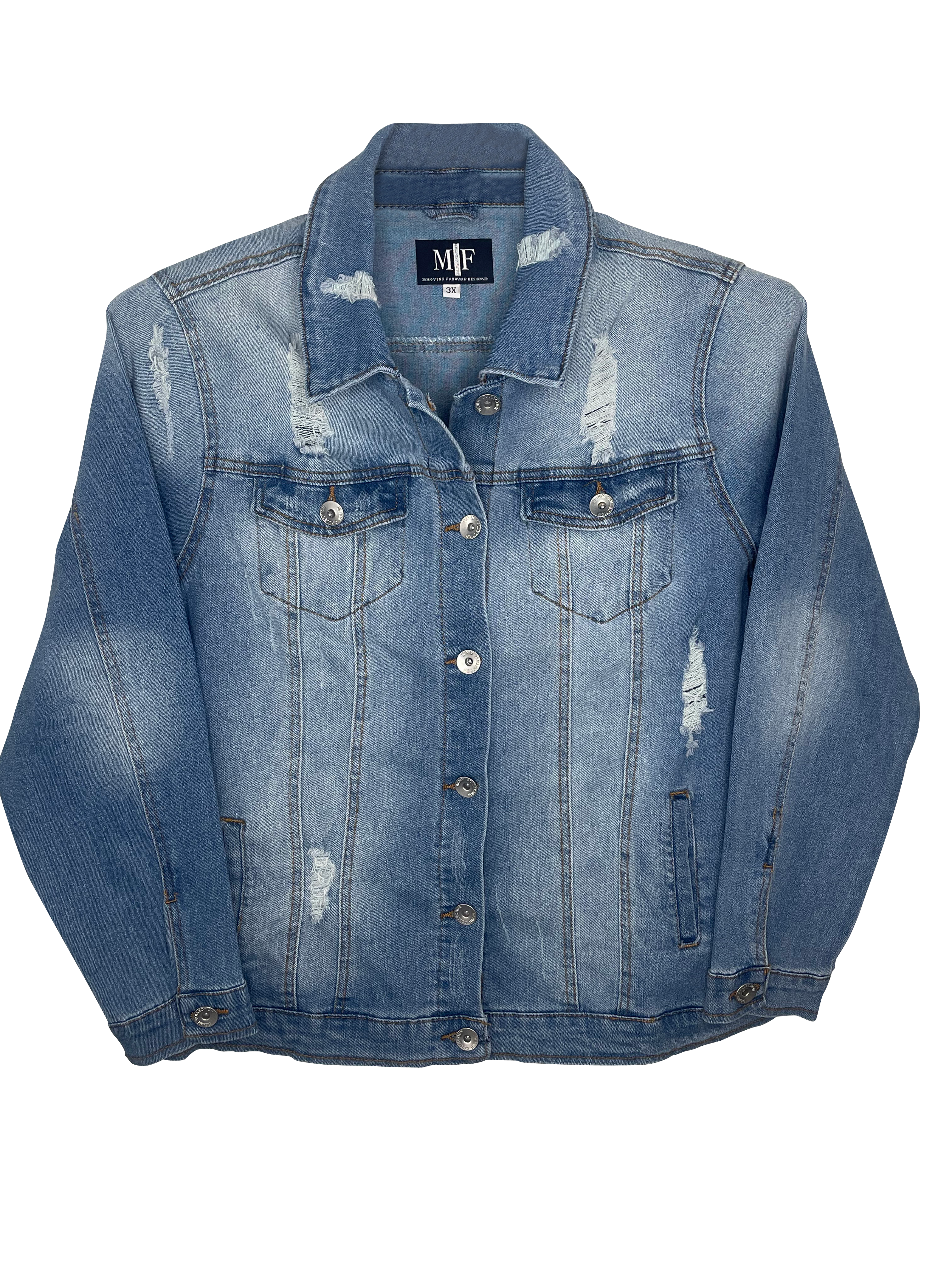 Jacket, Blue Denim, Purple Tiger Face