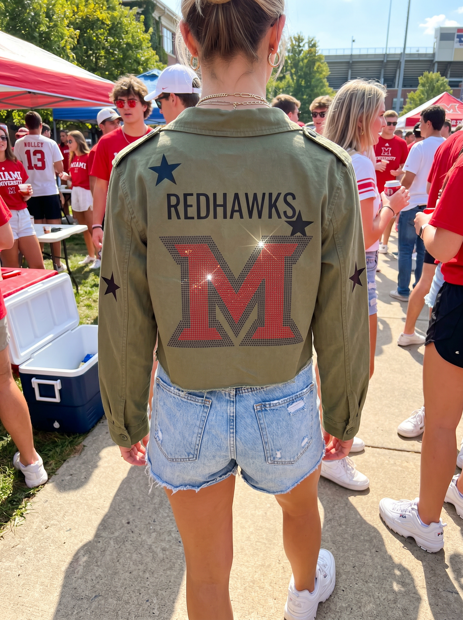 Miami of Ohio Redhawks Beveled-M Army Green Shacket