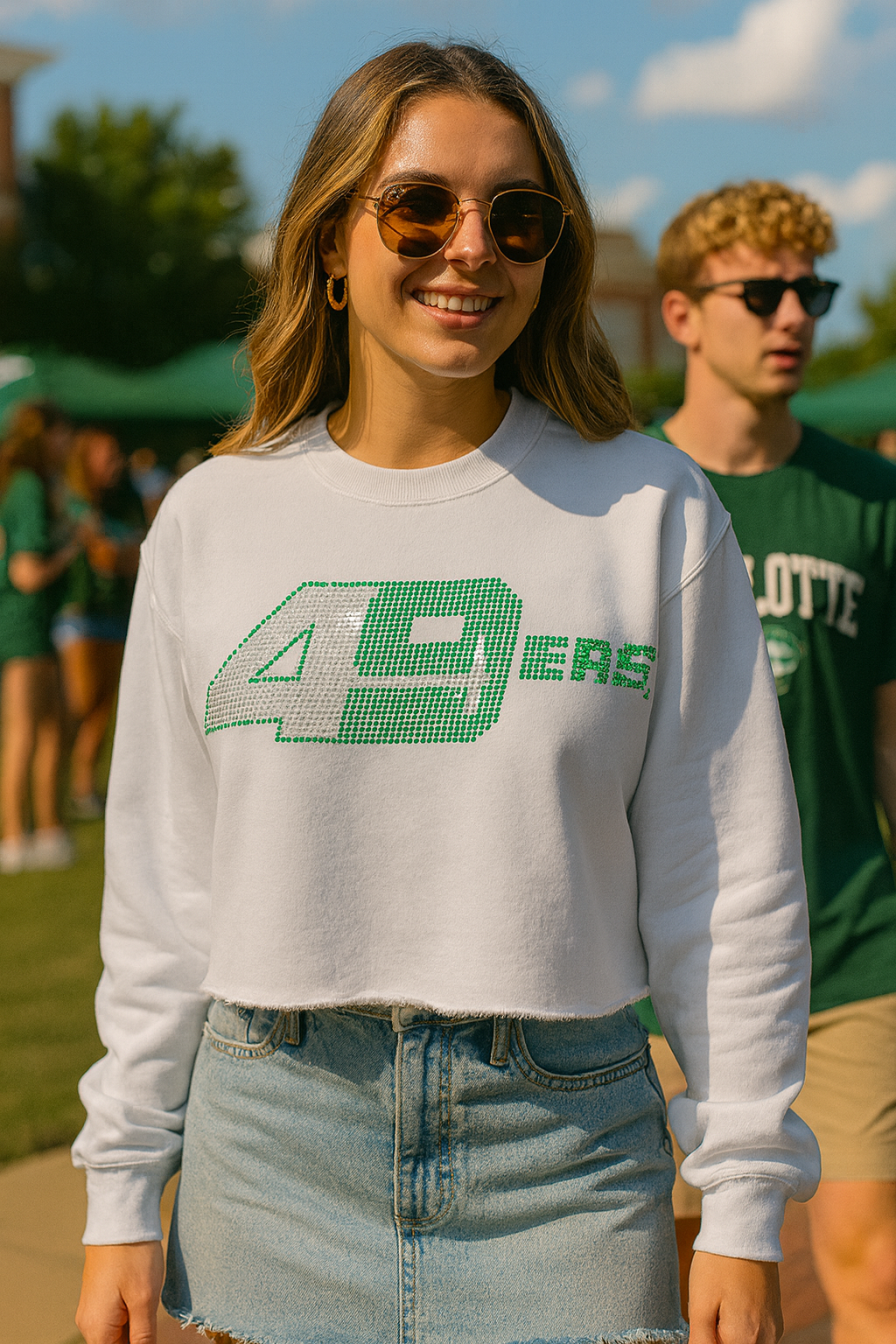University of N Carolina-Charlotte 49ers White Crewneck Sweatshirt