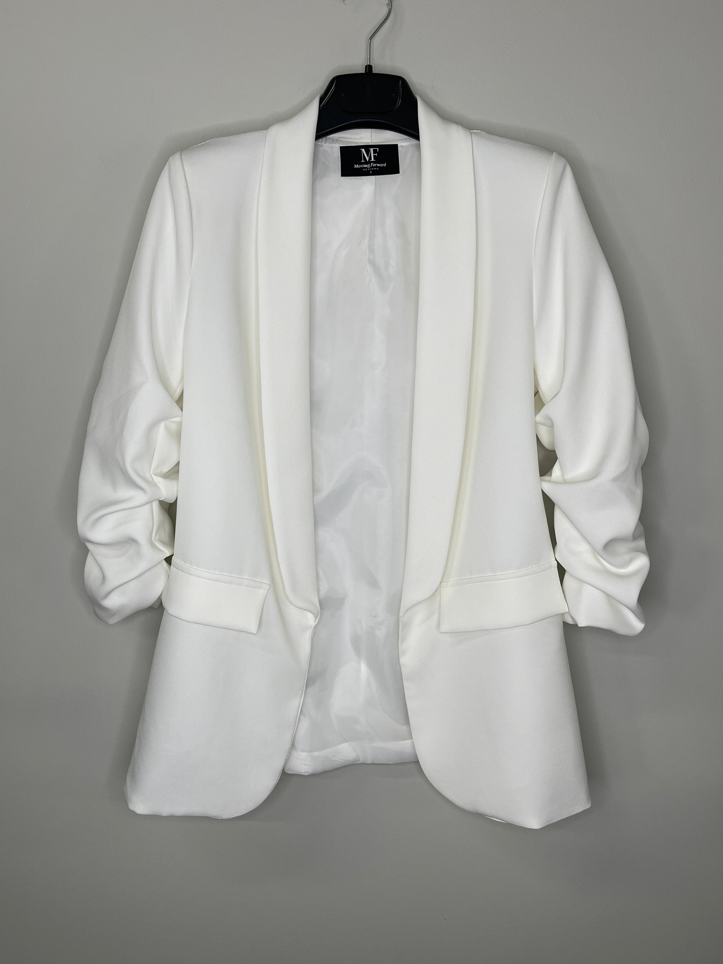 Texas A&M Logo White Ruched Sleeve Blazer