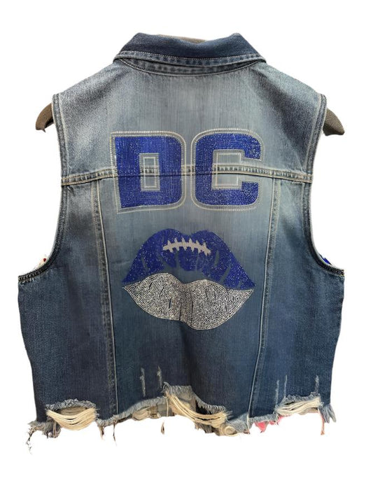 Game Day Vest, Denim, DC Lips