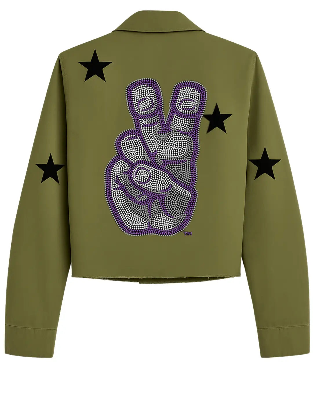 TCU Frog Horns Hand Sign Logo Army Green Shacket
