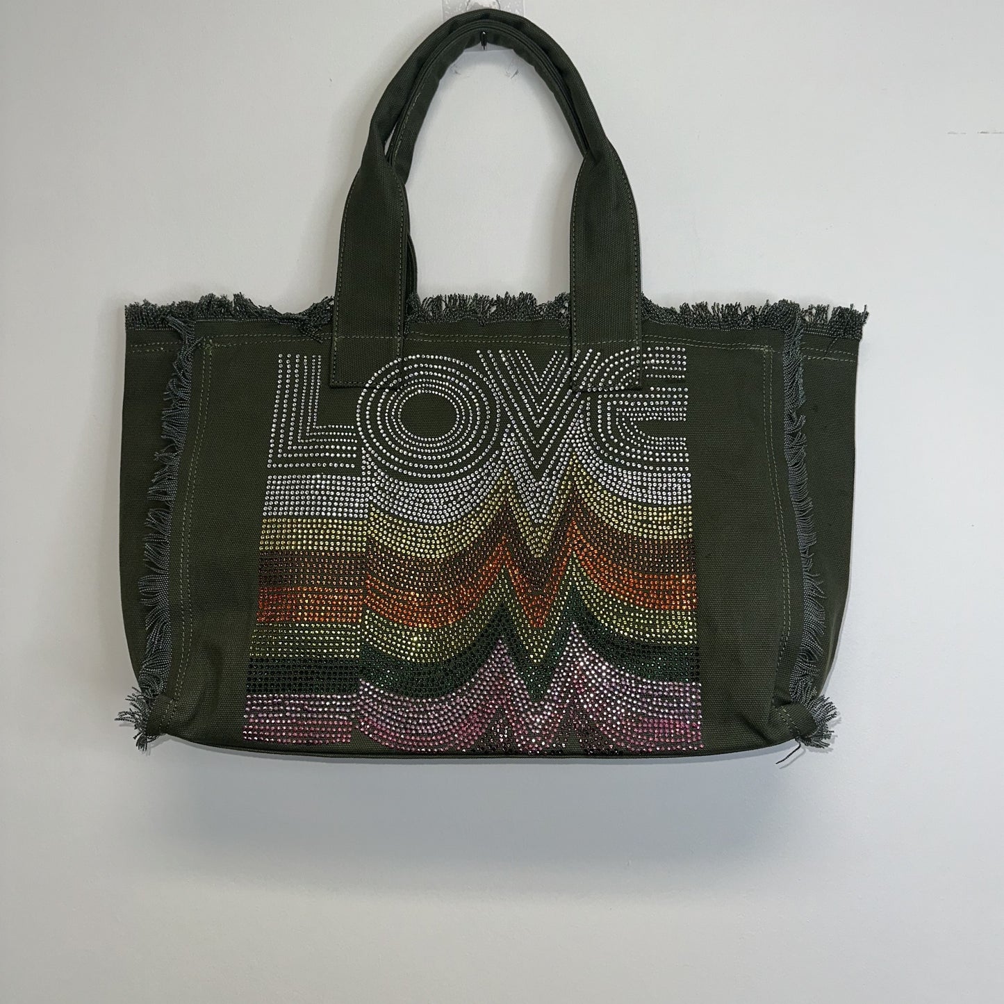 Green Canvas Tote Bag, Love Repeater